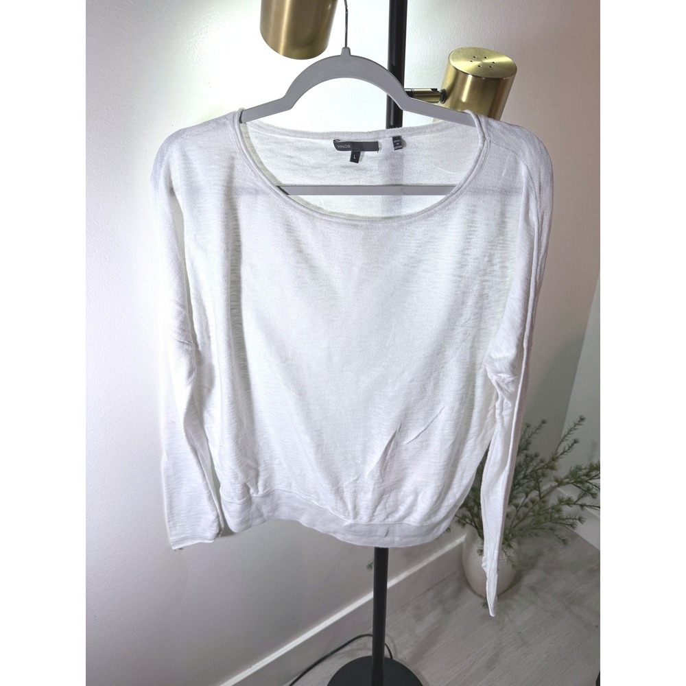 Vince slub cotton top LG white classic fall layering back to school easy wear
